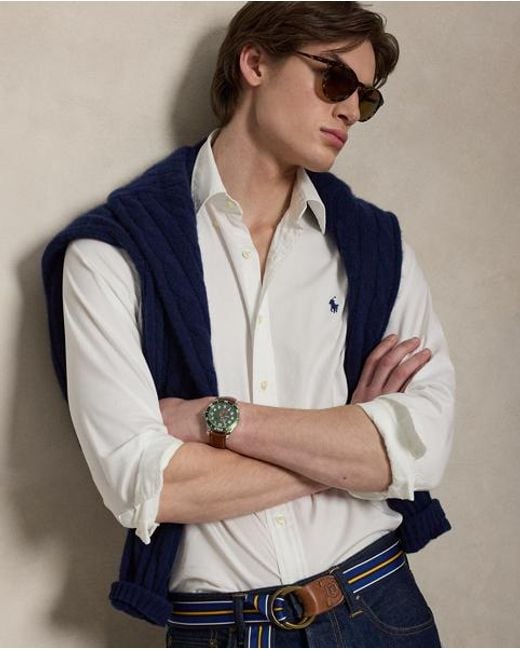 Polo Ralph Lauren White Custom Fit Featherweight Twill Shirt for men