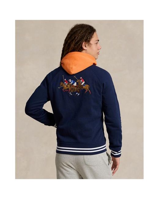 Polo Ralph Lauren Blue Triple-pony Fleece Baseball Jacket for men