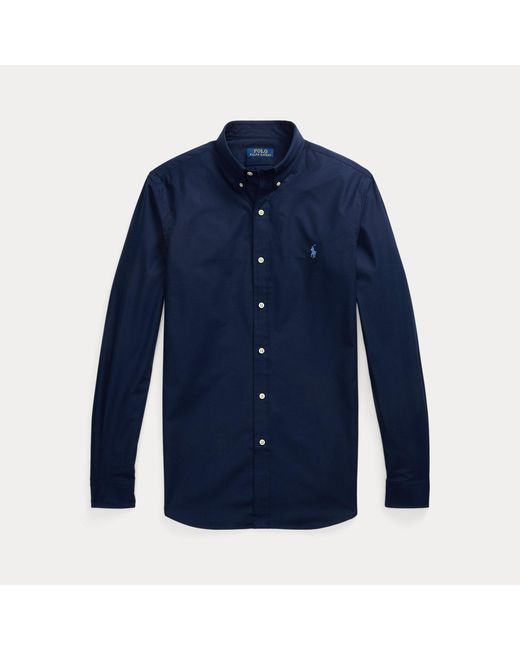 Polo Ralph Lauren Blue Slim Fit Stretch Poplin Shirt for men