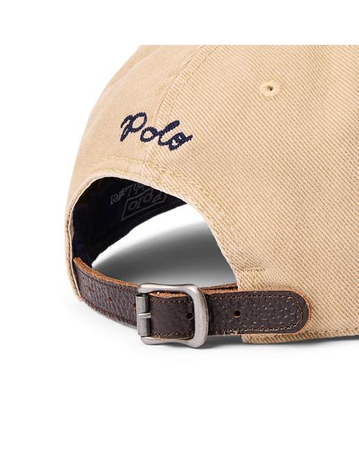 Cappellino in twill con applicazione di Polo Ralph Lauren in Natural da Uomo