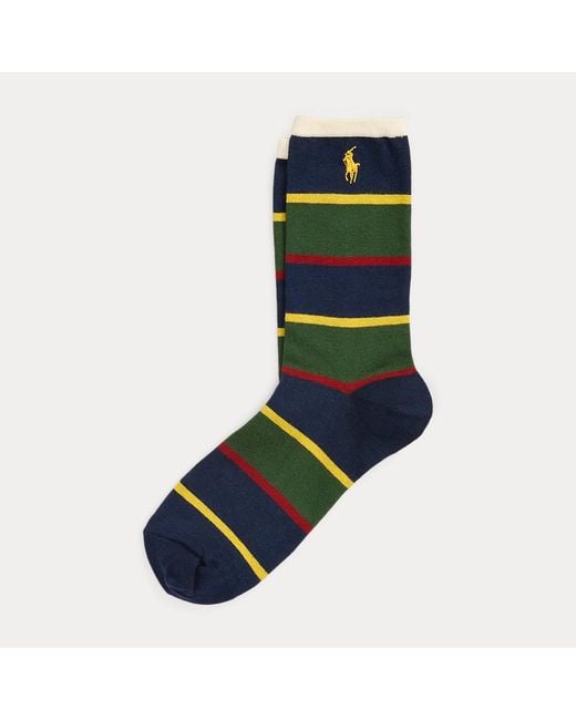 Polo Ralph Lauren Blue Rugby-stripe Cotton-blend Trouser Socks