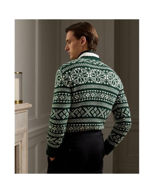 Ralph Lauren Green Snowflake-patterned Cashmere Sweater for men