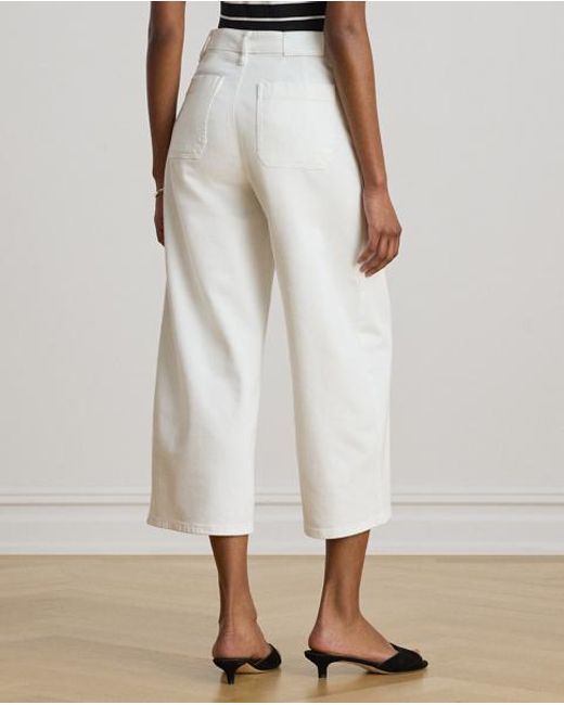 Ralph Lauren White High-Rise Wide-Leg Cropped Jean
