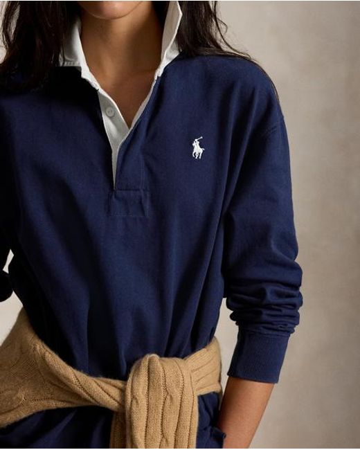Polo Ralph Lauren Blue Oversize Cotton Rugby Shirt