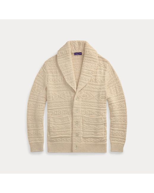 Ralph Lauren Natural Textured Cotton-Wool Belted Cardigan for men