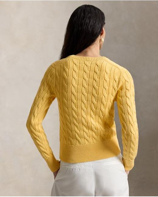 Polo Ralph Lauren Yellow Plaited Cardigan With Long Sleeves