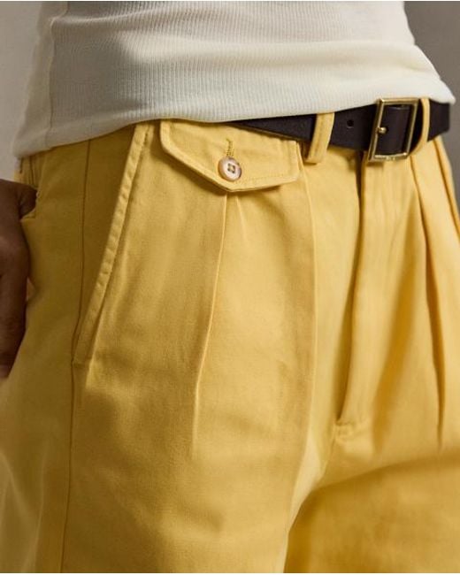 Polo Ralph Lauren Yellow Whitman Relaxed Fit Pleated Chino Trouse for men