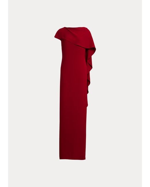 Robe de soirée à cape en georgette Lauren by Ralph Lauren en coloris Red