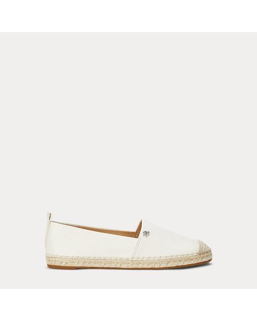 Ralph Lauren White Cameryn Iv Tumbled Leather Espadrille