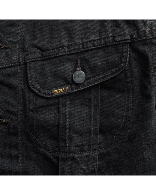 RRL Worn-in Black Denim Trucker Jacket