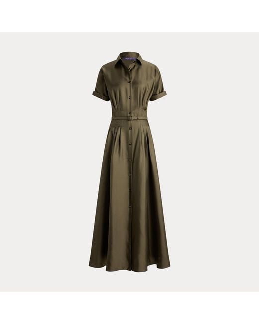 Ralph Lauren Green Donatella Silk Twill Day Dress