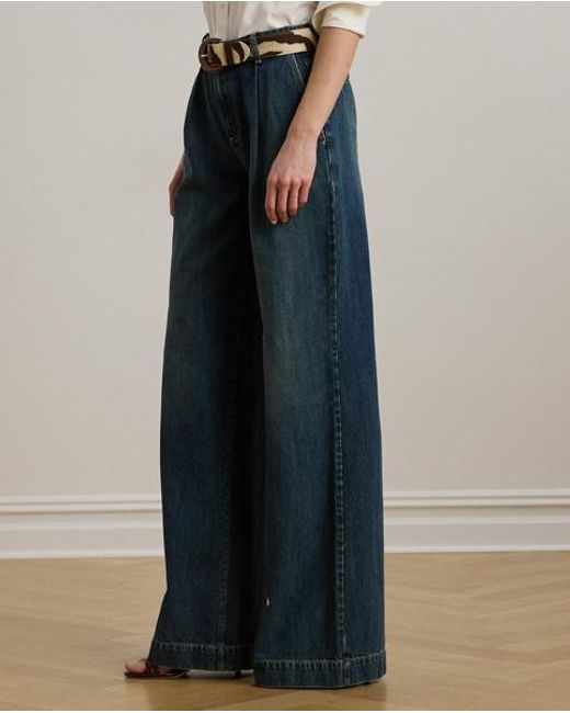 Jean Taille Haute À Jambe Large Ralph Lauren en coloris Blue