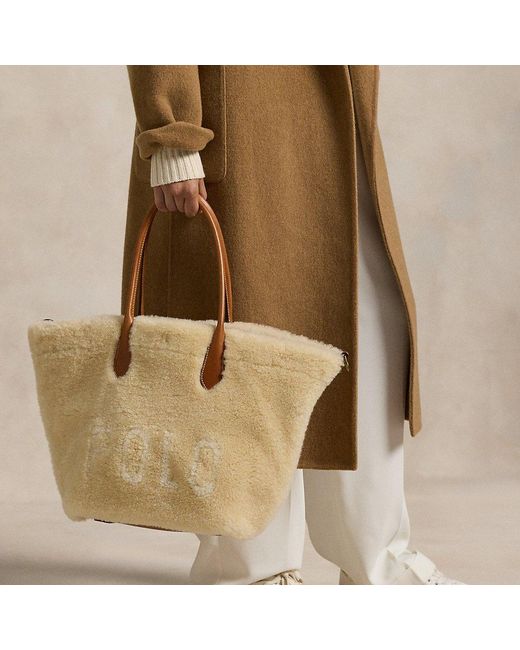 Polo Ralph Lauren Natural Shearling-Leather Medium Bellport Tote