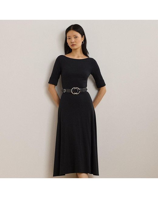Ralph Lauren Stretchkatoenen Midi-Jurk in het Black