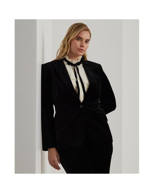 Ralph Lauren Curve Stretch Velvet Blazer in Black Lyst UK