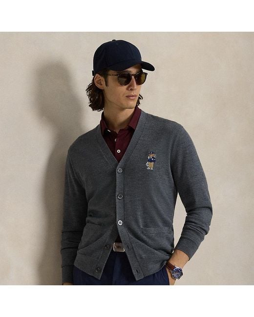 Ralph Lauren Gray Ralph Lauren Polo Bear Performance Cardigan for men