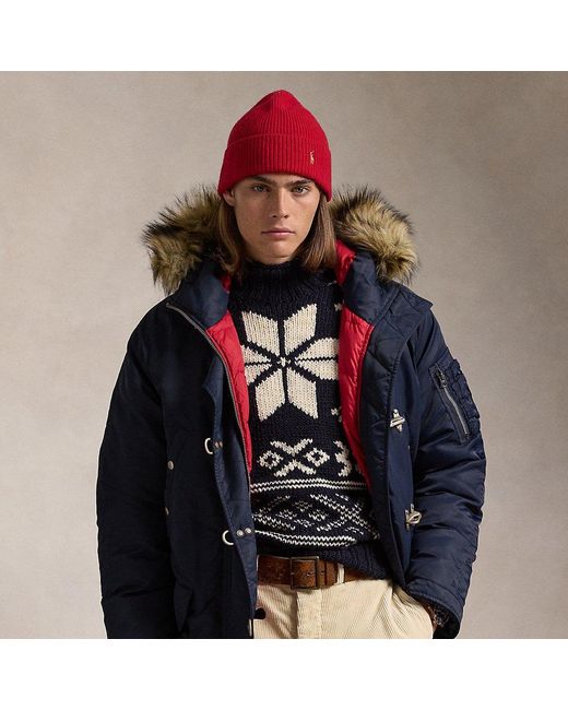 Parka De Plumon Con Pelo Sintetico Polo Ralph Lauren de hombre de color Azul Lyst