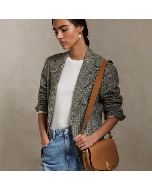 Polo Ralph Lauren Polo Id Leather Saddle Bag in Gray | Lyst