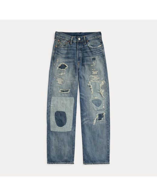 RRL Blue High Boy Fit Repaired Heyland Jean