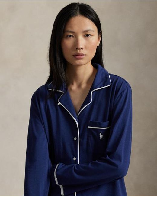 Polo Ralph Lauren Blue Long-sleeve Jersey Pyjama Set