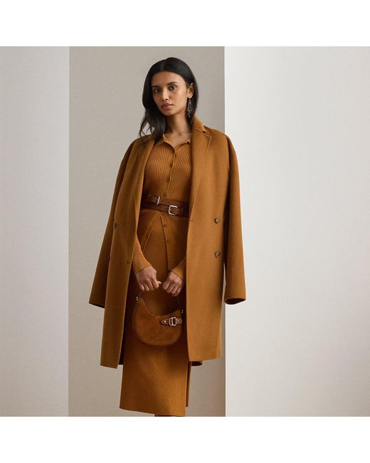 Falda Midi De Tubo Acanalada Ralph Lauren de color Brown