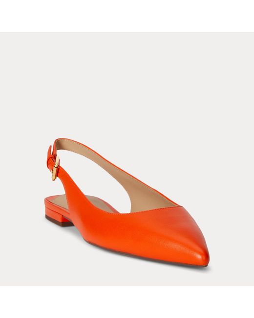Ralph Lauren Red Londyn Nappa Leather Slingback Flat