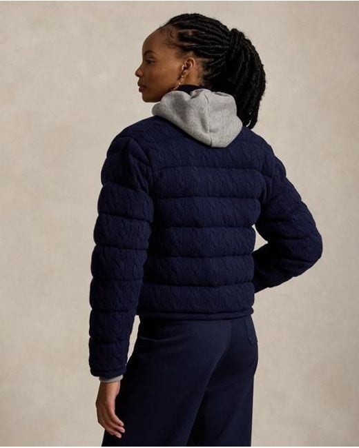 Polo Ralph Lauren Blue Cable Wool-Cashmere Snapped Jacket