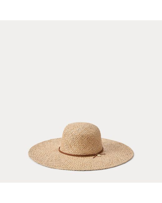Ralph Lauren Natural Logo-Charm Raffia Sun Hat