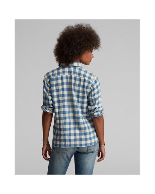 RRL Blue Plaid Cotton-linen Shirt