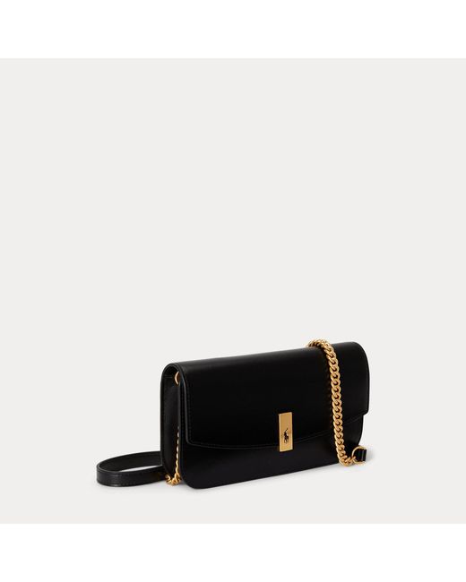 Polo Ralph Lauren Black Polo Id Leather Chain Wallet And Bag
