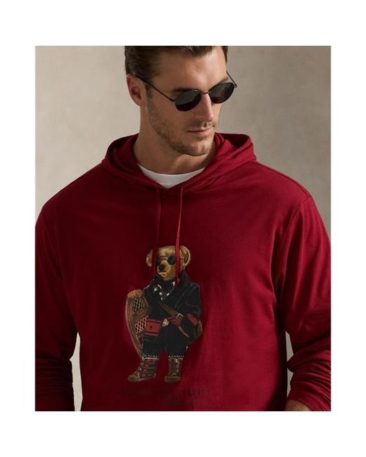 Polo Ralph Lauren Red Ralph Lauren Polo Bear Jersey Hooded T-Shirt for men