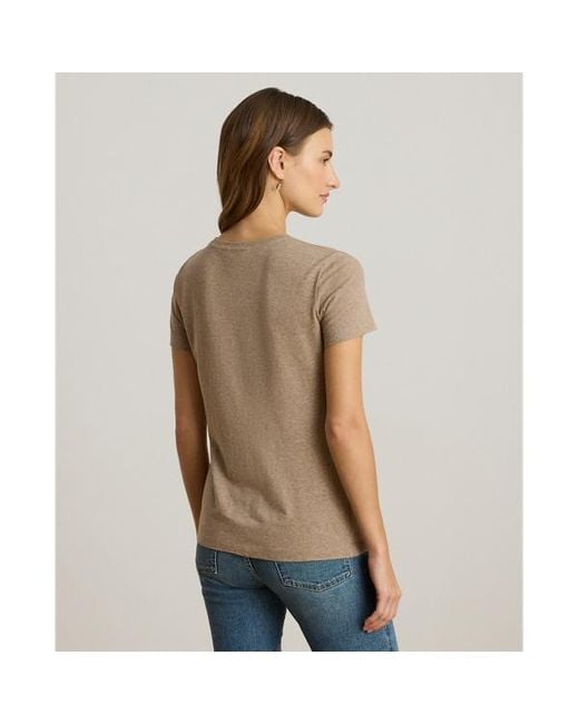 Maglietta in jersey di cotone con stemma di Ralph Lauren in Natural