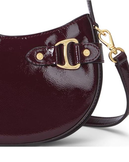 Ralph Lauren Blue Patent Leather Small Tasha Crossbody Bag