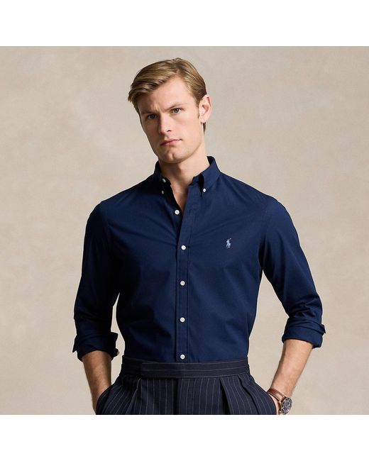 Polo Ralph Lauren Blue Slim Fit Stretch Poplin Shirt for men