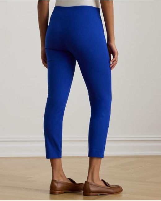 Ralph Lauren Skinny Cropped Stretch Keperstof Broek in het Blue