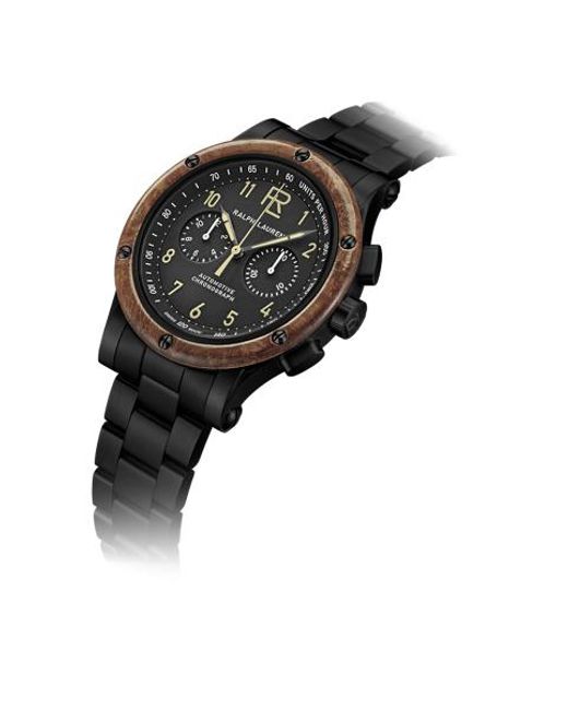 Ralph Lauren Black 42 Mm Chronograph Steel Wood Bezel for men