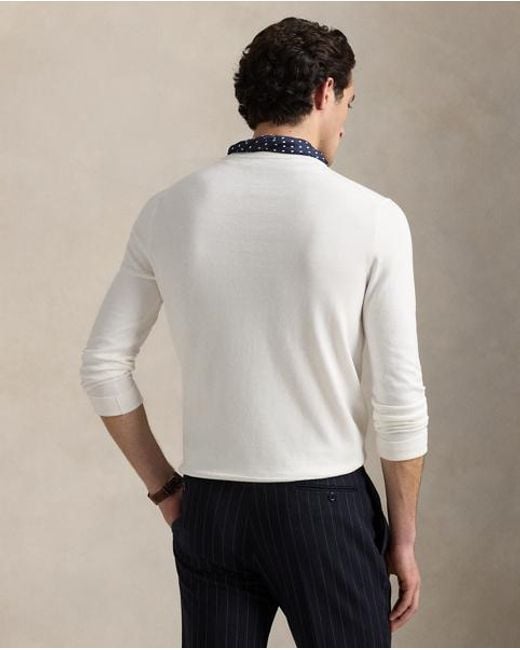 Polo Ralph Lauren White Slim Fit Textured Cotton Jumper for men