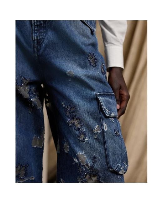 Ralph Lauren Collection Blue Cargo-Jeans Berke mit weitem Bein