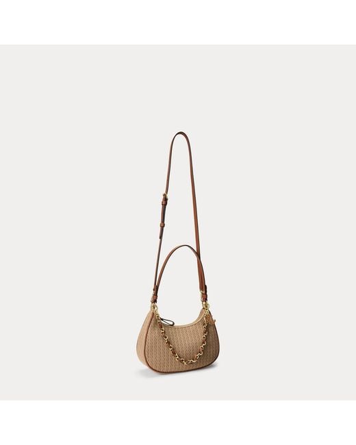 Ralph Lauren Natural Mini-Cable Medium Marcy Zip Shoulder Bag