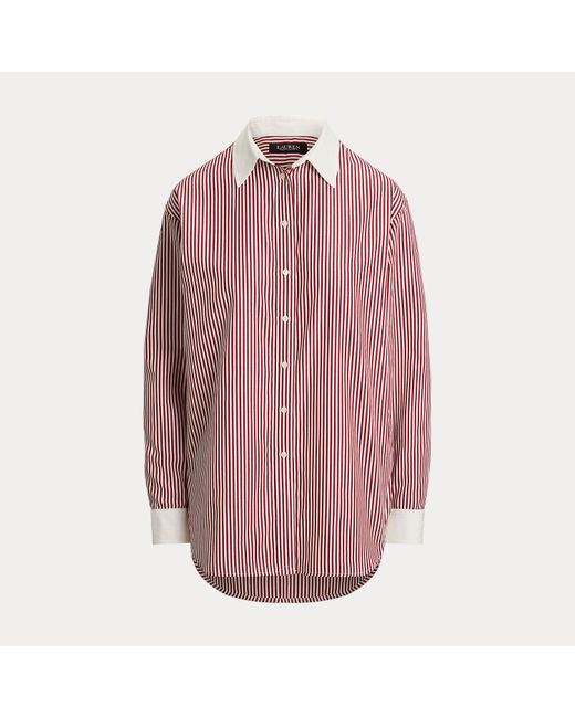 Ralph Lauren Red Striped Cotton Broadcloth Shirt