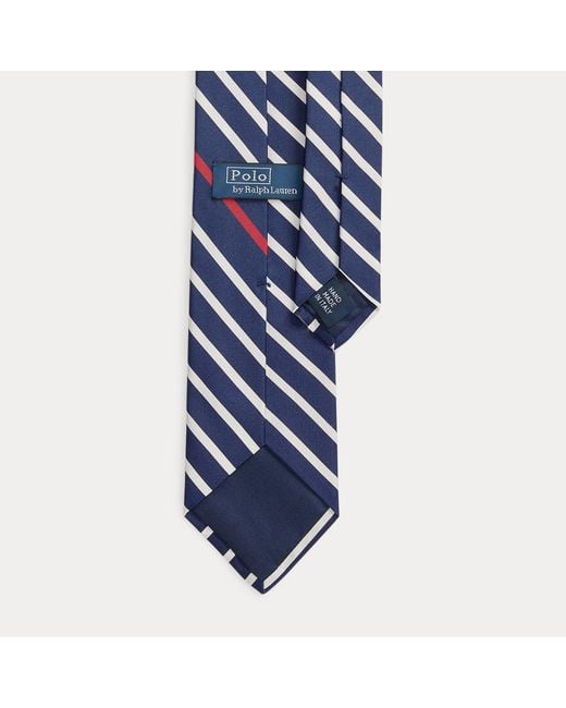 Polo Ralph Lauren Blue Striped Silk-Cotton Mogador Tie for men