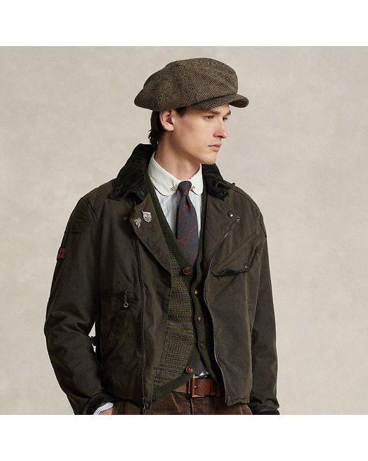 Ralph Lauren Brown Oilcloth Asymmetrical Motorcycle Jacket for men