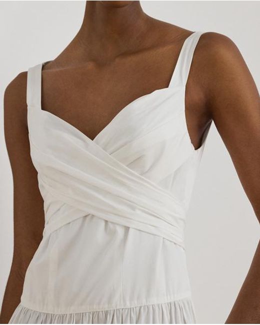 Ralph Lauren White Cotton Broadcloth Tiered Dress