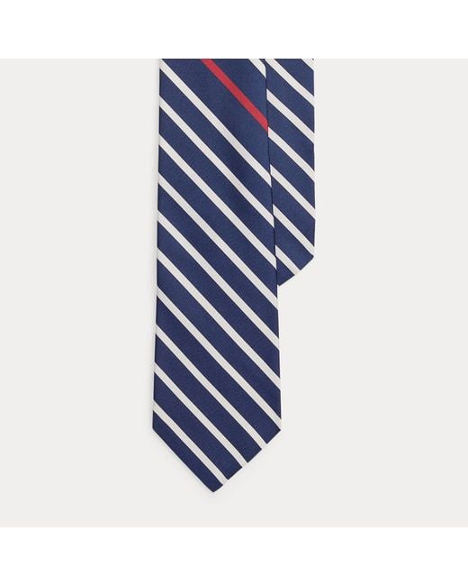 Polo Ralph Lauren Blue Striped Silk-Cotton Mogador Tie for men