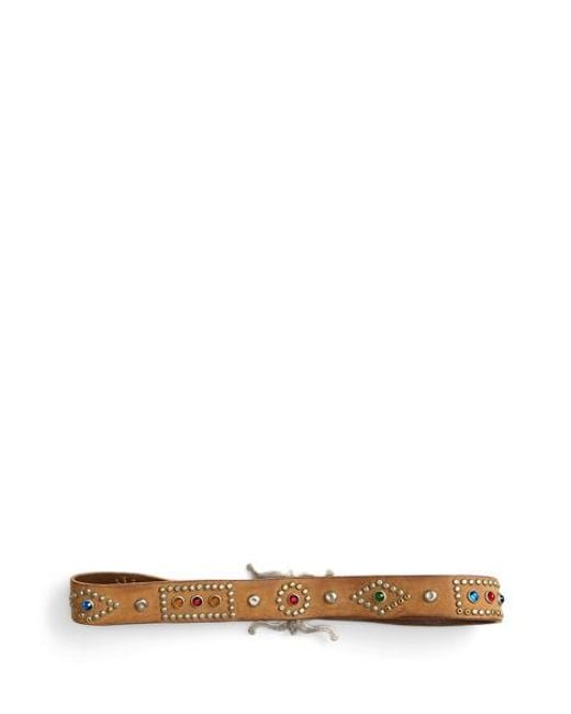 RRL Brown Studded Roughout Suede Belt for men