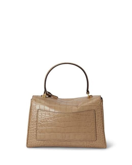 Ralph Lauren Natural Croc-Embossed Small Farrah Soft Satchel