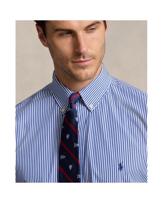 Taglie Plus - Camicia vichy in popeline stretch di Ralph Lauren in Blue da Uomo