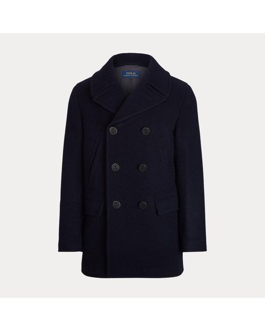 Polo Ralph Lauren Blue Polo Wool-blend Melton Peacoat for men