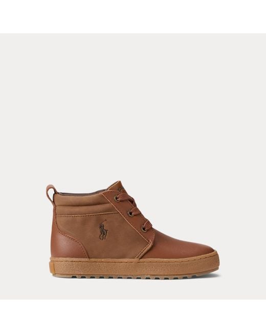 Polo Ralph Lauren Brown Ralph Lauren Boy's Camdyn Leather High-Top Sneaker for men