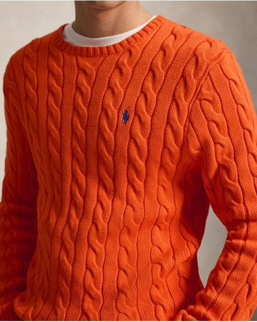 Polo Ralph Lauren Orange Cable-Knit Cotton Sweater for men